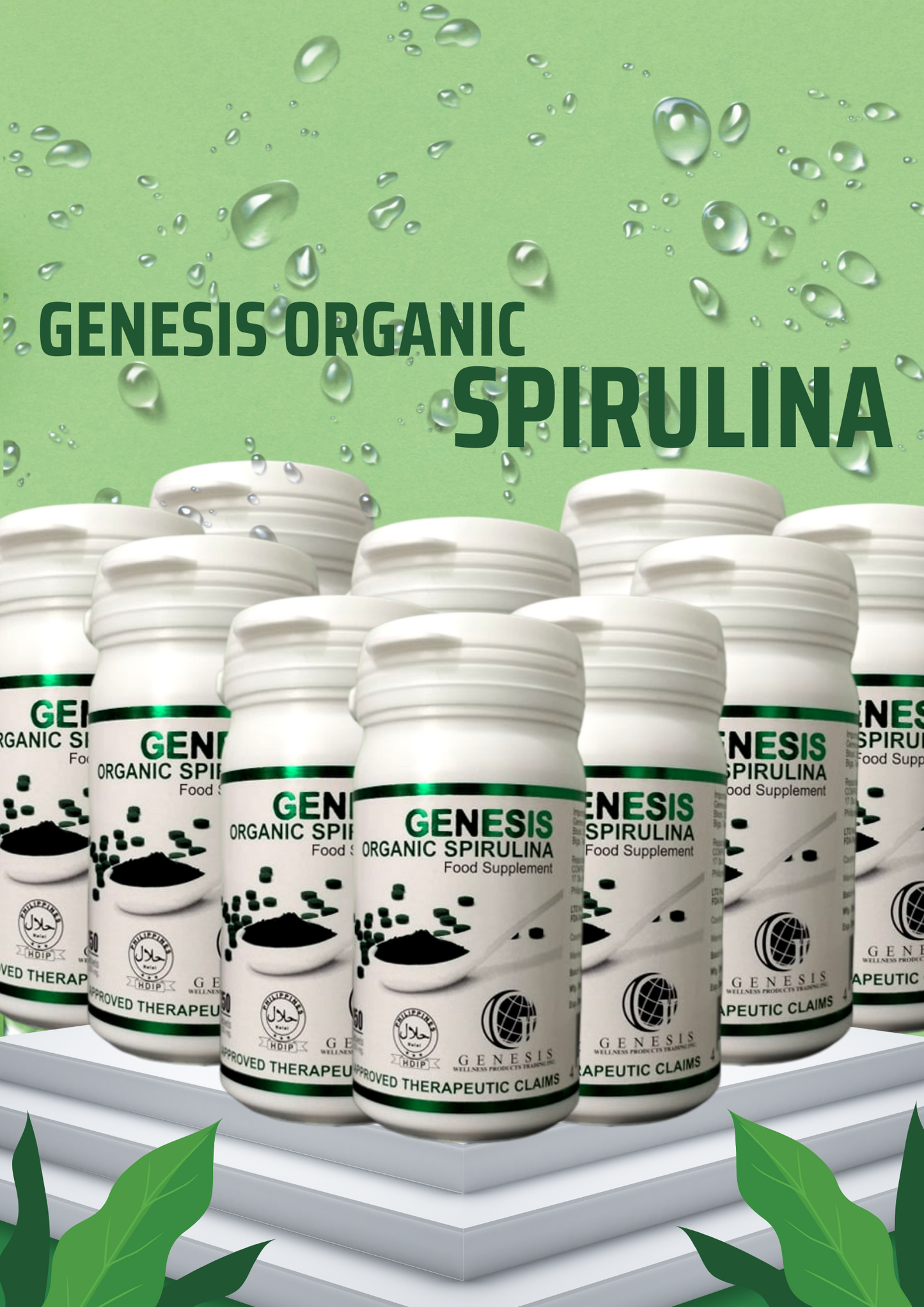 10 BOTTLES GENESIS ORGANIC SPIRULINA