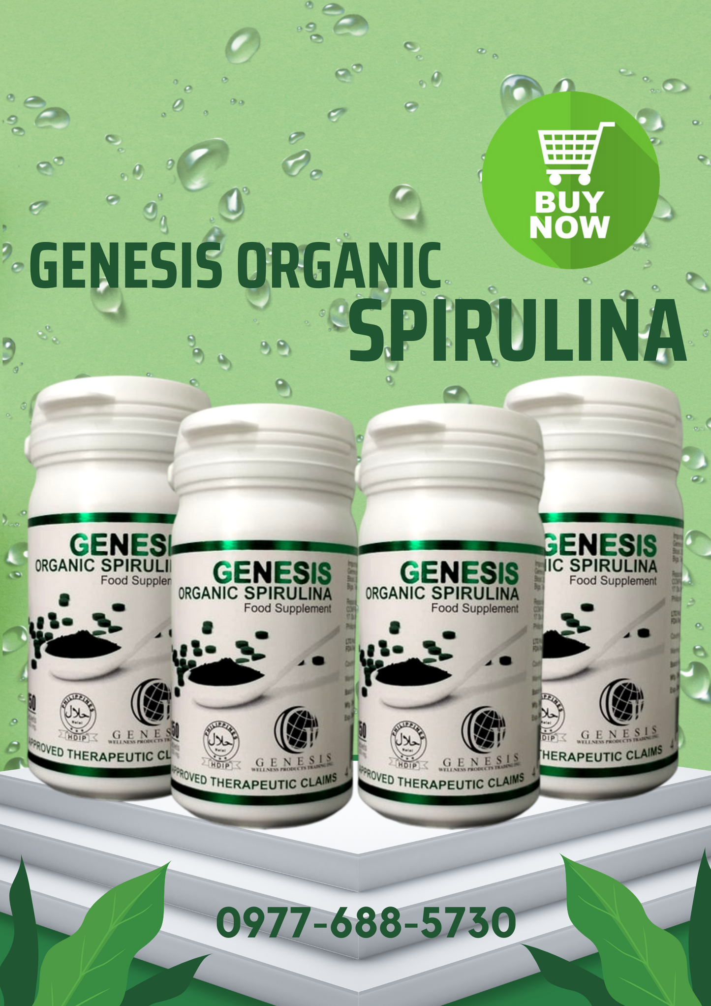 4 BOTTLES GENESIS ORGANIC SPIRULINA