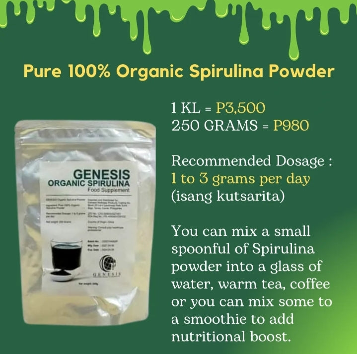 GENESIS ORGANIC SPIRULINA POWDER 250 grams